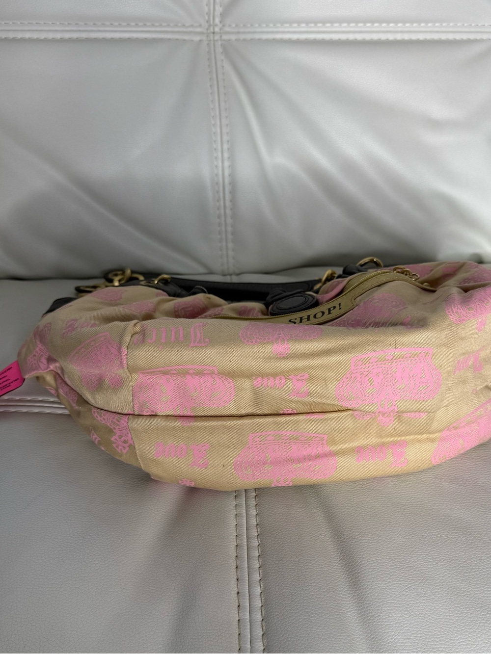 Juicy Couture Pink 'Juicy Royal' Embroidered Shoulder Bag with Gold Hardware - Picture 7 of 16